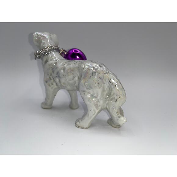 Vintage Valentine's Day Iridescent Dog Pink Tongue Diamond Heart Bow Collar OOAK - Picture 8 of 16